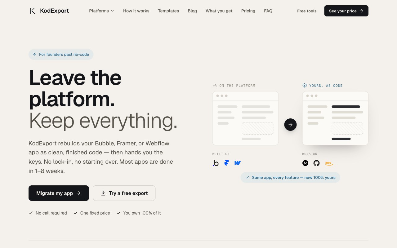 Kodexport homepage