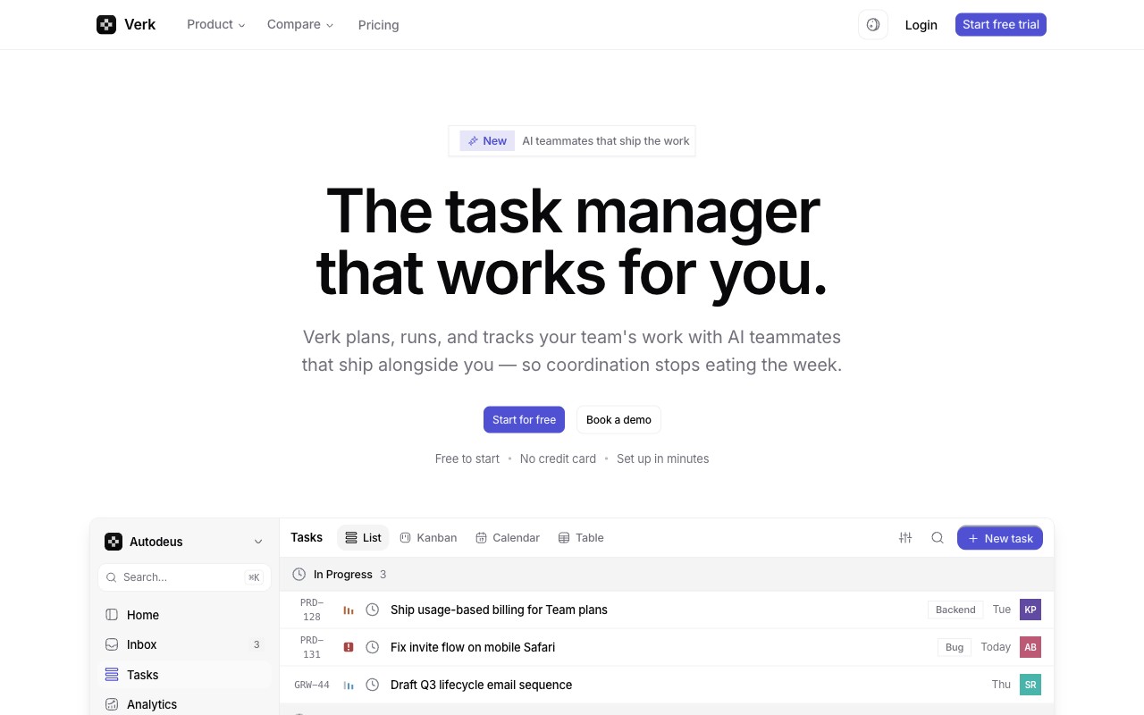 Verk homepage
